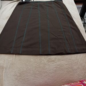 Nine West Brown A-line Rayon Blend Skirt Eco Leather Decoration.